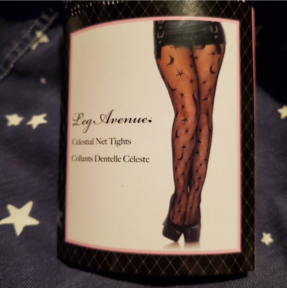 Sock Dreams Celestial Moon and Star Fishnet Tights - Picture 2 of 13